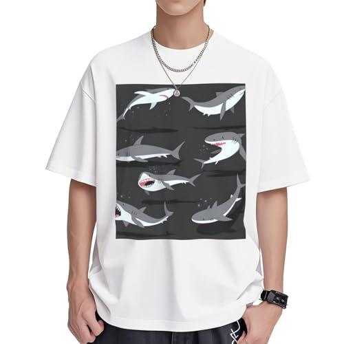 T-shirt requin coton femme coupe ample et col rond pour le quotidien