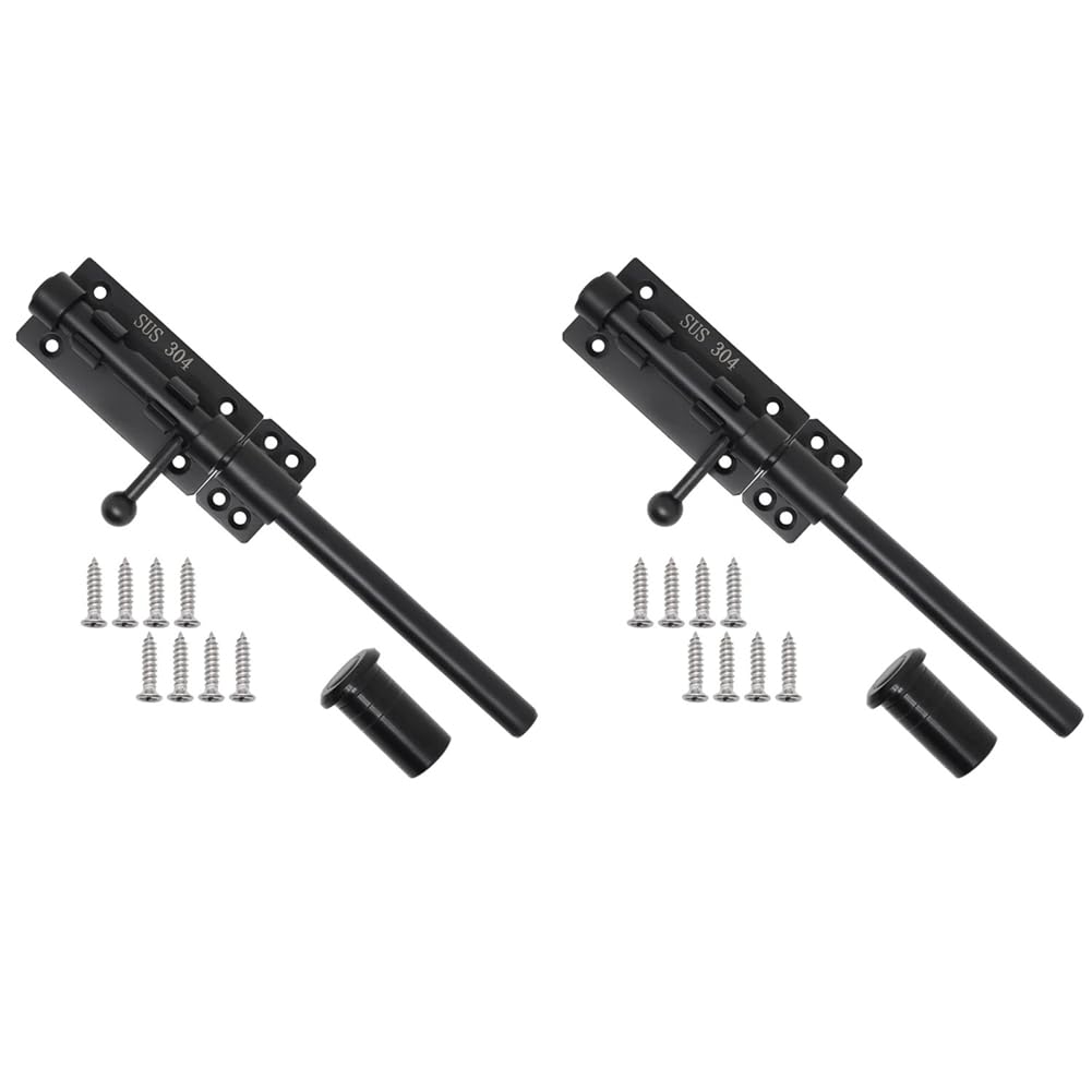 Jnchdghwa Black 2X Heavy Duty Slide Bolt Gate With A Padlock, Horizontal Bolt Floor Hardware (,10 Inch)