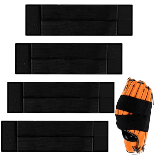 Glove Wrap Band 4 PCS Baseball Glove Strap Softball and Baseball Glove Strap Elastic Glove Wrap Softball Baseball Glove Accessories for Quickly Keep the Pocket Formed Fit All Gloves