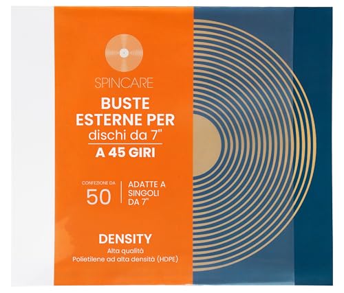 Solo per vinili da 7 pollici – Progettate esclusivamente per buste vinili 45 giri (singoli e 45 RPM). Ogni busta misura 191 mm x 191 mm (±1 mm) per una vestibilità sicura e protettiva. Non adatte a LP da 12 pollici.