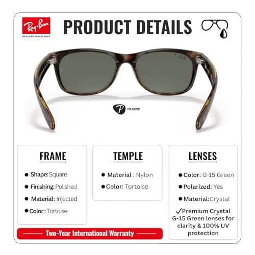 Image of Ray-Ban RB2132 NEW WAYFARER CLASSIC Square Shaped Sunglasses for Men & Women with Official RAYBAN Eyewear Kit
