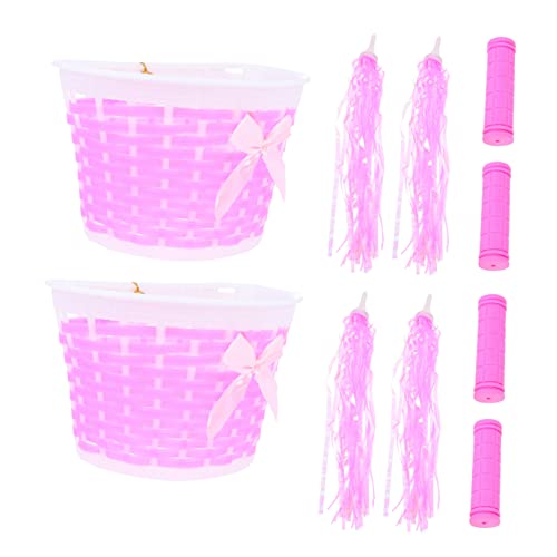 GANAZONO Bike Accessories Kit 2 Sets Boys and Girls Bike Baskets Handles Decorative Handle Covers Random Color
