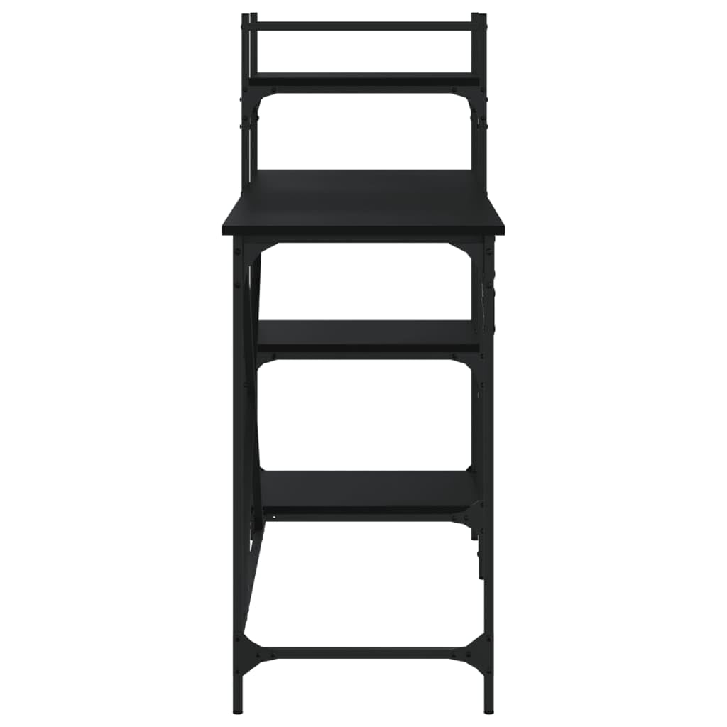 Scrivania per computer con ripiano nero, 120 x 47 x 109 cm, robusta struttura in metallo, in legno, tavolo da ufficio con molto spazio di archiviazione, ideale per ufficio, gaming e home