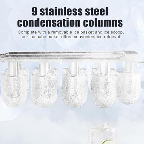 Countertop Ice Maker Machine 130W - Self-Cleaning, 12kg/24h Ice Production, 1.5L Water Tank - Perfect for Home, Kitchen, Office, Bar Use