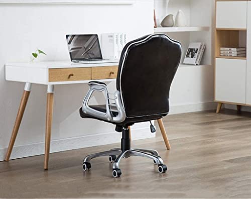LYOUAE Chaise de Bureau Chaise pivotante Ergonomique pivotante Puce Chaise Longue en Cuir Délicat Strass Inlay avec accoudoirs Fixes antidérapant Puce Chaise pivotante à Lift de Roue (Color : Black) – vue 3