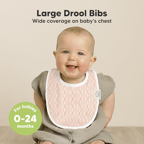 Image of 8-Pack Organic Baby Bibs for Boys, Girls - Soft Cotton Drooling and Teething Bibs for Baby Girl & Boy, Extra Absorbent, Easy To Clean & Put On for Toddler, Newborn, Infant 0-24 Months (Prism)