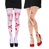 THXFUNAREA 2 Paar halloween blutige socken Halloween Strümpfe Blutige Strumpfhosen Blutige...