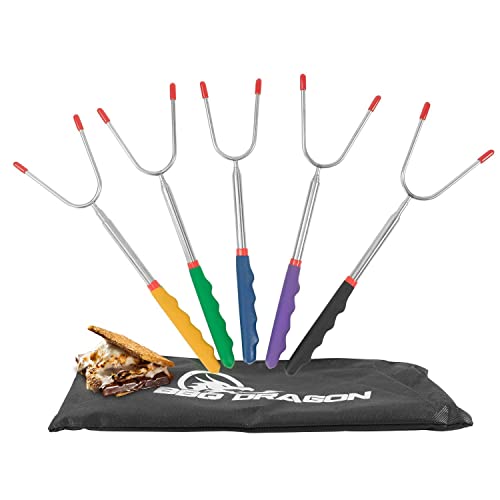 BBQ Dragon Smores Kit – 5 Extra Long Smore Sticks for Fire Pit – Telescoping Marshmallow Roasting Sticks – Durable Skewers for Smores and Hot Dogs – Outdoor Smores Kit with Color Handles BBQ Dragon Smores Kit – 5 Extra Long Smore Sticks for Fire Pit – Telescoping Marshmallow Roasting Sticks – Durable Skewers for Smores and Hot Dogs – Outdoor Smores Kit with Color Handles