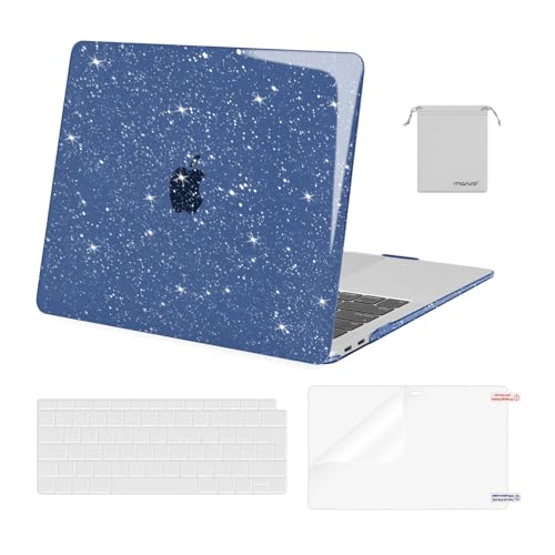 Coque MacBook Air 13 Retina 2020 2019 A2337 M1 Rigide Plastique Bleu Minuit avec Accessoires