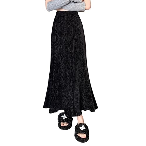 Jupe midi mode pour femme style A-line plissée et chaude pour l'hiver