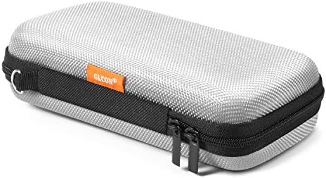 GLCON Portable Protection Hard EVA Travel Carrying Case with Mesh Pocket, Durable Exterior - Universal Small Electronic Tech Zipper Bag Pouch Organizer for Cell Phone, Charger, Cord, Cable - Silver