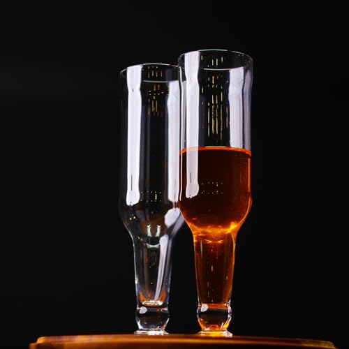 Image of Melbify Inverted Beer Bottle Glass | Set of 2 | 300 ml| Unique & Stylish | Perfect for Craft Beer | Tall Beer Glass | Exclusive | Quirky| Premium | Imported