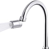 【Big Rotation Angle】Küchenbelüfter mit um 360° drehbarem und einem um 80° einstellbaren Winkel. Wasser kann problemlos die gesamte Küchenspüle abdecken, um übergroße Vorräte in Spüle, großen Tellern, Pfanne, Töpfen usw. zu waschen und zu reinigen.