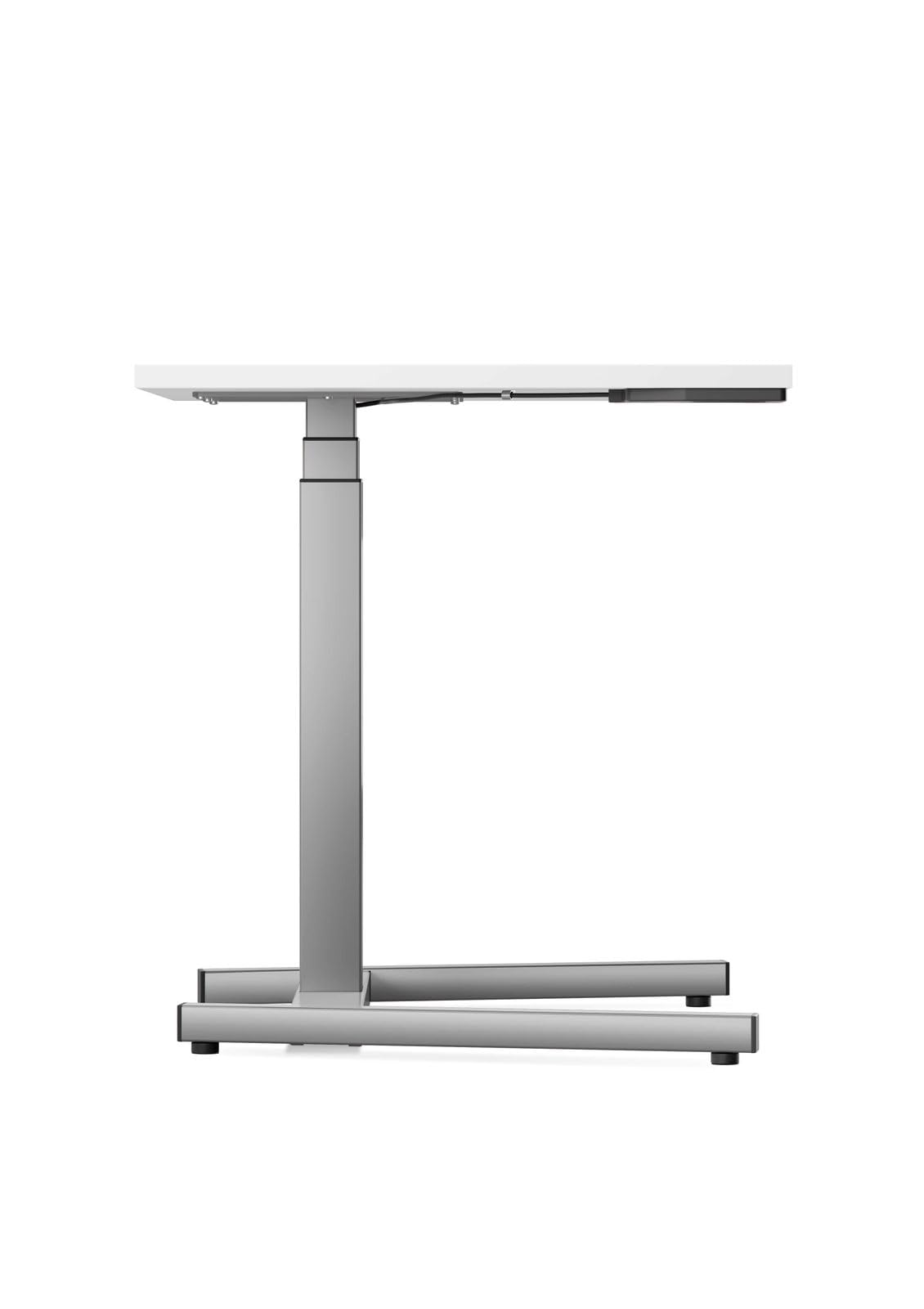 Schreibtisch Master Silber: Höhenverstellbarer Steh-Sitz-Tisch mit Gasfeder (68-118cm) – Ergonomisch, Kompakt & Stromlos – Made in Germany
