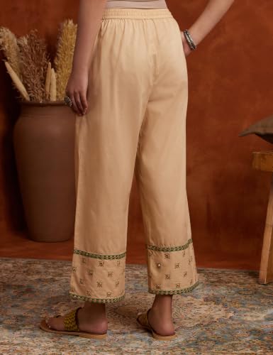 Image of Amazon Brand - Myx Women's Cotton Embroidered Palazzo Pants (Available in Plus Sizes)
