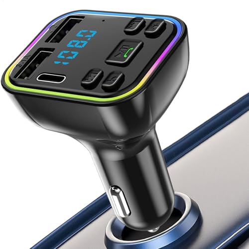 Transmisor FM para coche, reproductor de mp3 para automóvil, adaptador inalámbrico multifuncional con 3 puertos, adaptador estéreo para coche, receptor de audio para cargar smartphones
