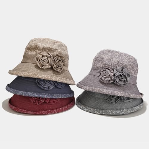 Sombrero tipo bucket de algodón y lino para mujer miniatura 2