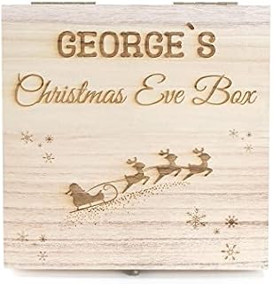 Personalised Children's Engraved Christmas Eve Box Chest Large Box Wooden Box Any Name Traditional Xmas Eve Treats