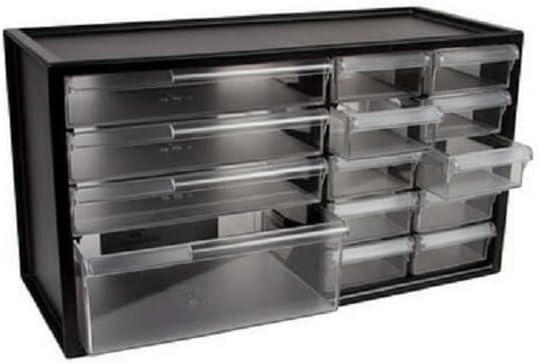 Dental Cabinet Storage Bin Benchtop Cabinets 14 Drawer Unit Bin ideal Organizer for Dental Supply, Med Cabinets, School, Garage & ect. (Black)