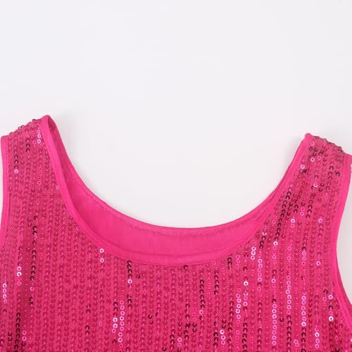 Image of Noomelfish Girls Sequin Tank Tops Sparkly Glitter Dance Sleeveless Shirt (5-12 Years)
