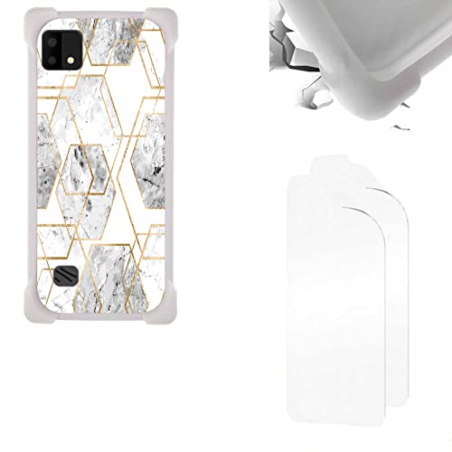 Oujietong Coque Compatible avec Sosh Soshphone 2021 5.99 Pouces Coque Etui Housse + Film Protecteur Fond de Panier Dur PC + Bordure Souple épaissie KB-HGW