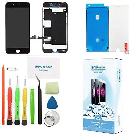 Premium Screen Replacement for iPhone 8 4.7’ 3D Touch Screen Repair kit (Model A1863, A1905, A1906) Display with Back Plate, Waterproof Adhesive, Tools, Tempered Glass, Instruction(Black)