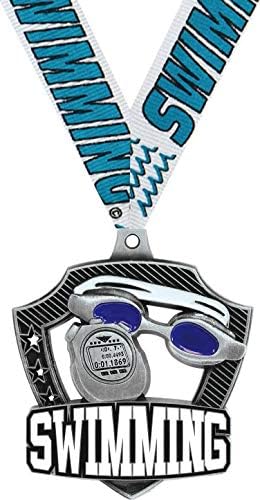 Swimming Medals - 2.25" Silver Swim Team Medal Awards Prime