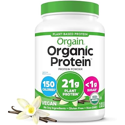 مسحوق بروتين نباتي عضوي عضوي ، فانيليا فول - 21 جم بروتين نباتي ، 6 جم ألياف Prebiotic ، لا مكونات اللاكتوز ، لا يوجد سكر مضاف ، غير معدّل وراثيًا ، للاهتزازات والعصائر ، 2.03 رطل (التغليف قد يكون مختلفًا)