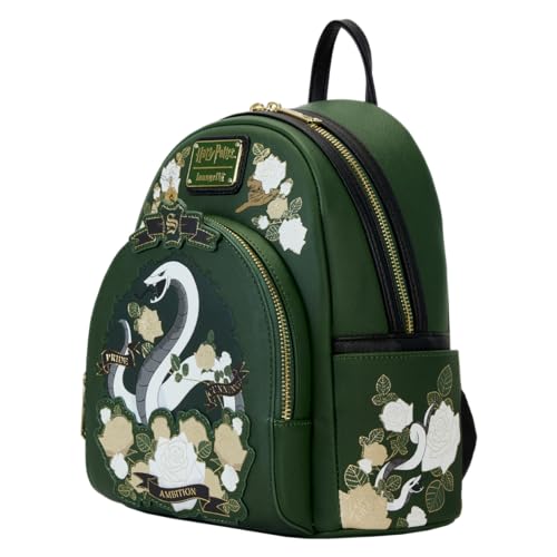 Loungefly Harry Potter Slytherin House Floral Tattoo Mini Backpack2