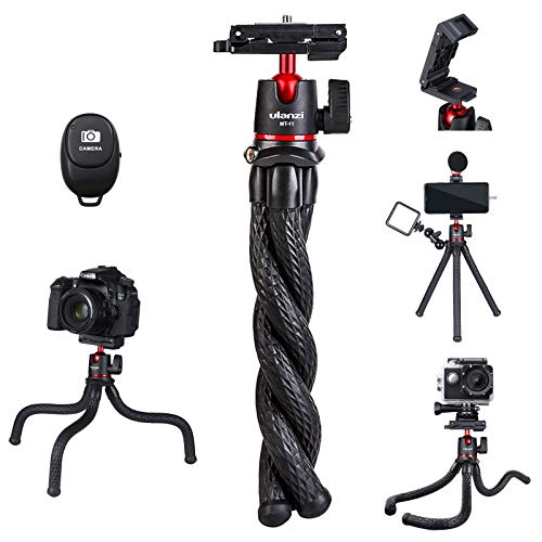 New Product ULANZI Camera Tripod w Remote,3 in 1 Mini Flexible Tripod Stand with Hidden Phone Holder,Cold Shoe Mount,GoPro Adapter,1/4'' Screw for Magic Arm,Compatible with iPhone 12 Mini Pro Max All Cameras