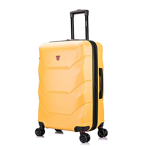 With Spinner Wheels | Durable Lightweight Hardside Suitcase, Spacious Travel Bag With Handle And Trolley | 26 Inch Medium Checked Luggage | Mustard