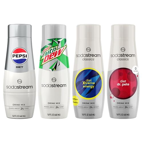 SodaStream Pepsi, MTN Dew, Energy &amp; Dr. Pete Variety Pack, Diet, 440ml pack of 4