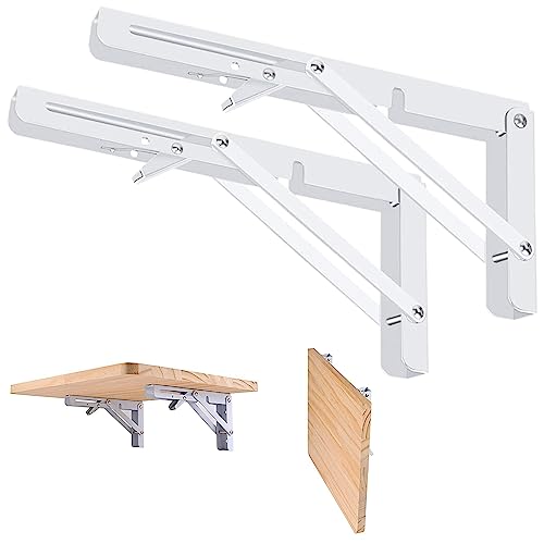 Oficina, Sports Soporte Plegable de Pared, Soporte Plegable para Estante, Soporte Ménsula Acero Blanco, Par 35cm
