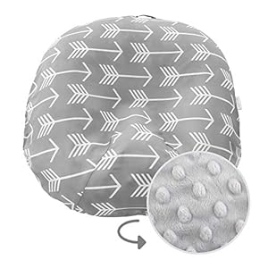 Water Resistant Removable Cover for Newborn Lounger | Unisex Gray Arrow Design | Minky Slipcover | Premium Quality Soft…