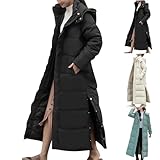 Warme Jacke für Damen Unifarben Daunenjacke Winterjacke mit Kapuze Frauen Lang Pufferjacke Damen Daunenmantel Down Coat Steppjacke Winterjacke Übergangsjacke