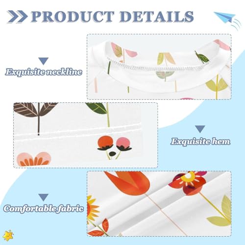 ALAZA Kids Rash Guard Girls Toddler Swim Shirts Short Sleeve Stick Figure Flowers UPF 50+ 3T3