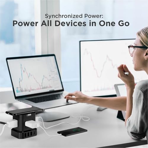 Uncaged Ergonomics Wireless Charger Cube Power Strip with USB Ports & Surge Protection, 10ft Extension Cord, 4 AC Plugs, 3 USB Ports (1C), Fast Charging, On/Off Switch, Nightstand Charger Station by Uncaged Ergonomics - Image 4