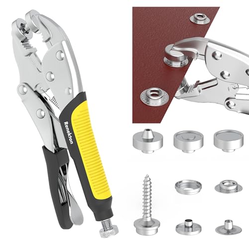 Reneklon Heavy Duty Snap Fastener Tool Kit w/3 Dies & 20 Snaps - Adjustable Press Pliers for Boat Covers, Canvas, Tarps, Leather Repair | Labor-Saving Professional Installer
