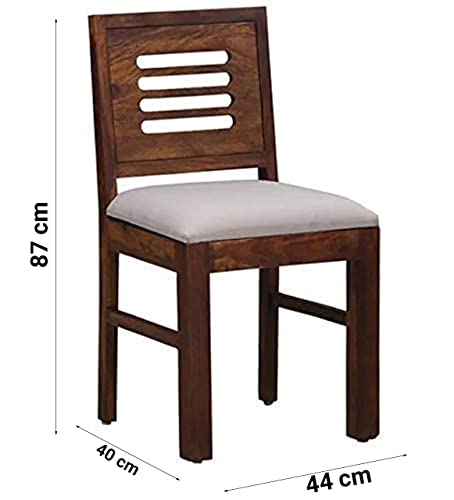 Image of Furniture Sheesham Wood Dining Chairs Set of 4 for Dining Room | Wooden Furniture Cushion Chairs Set for Dinner Room Living Room Home and Office - (Natural Finish) | 1 Year Warranty