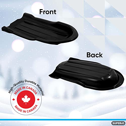 Image of Superio Toboggan Snow Sled for Kids and Adults, 46 inch Heavy Duty Plastic Open Back Slider with Handles and Hole for Pull Ropes- (Ropes Excluded) Kid and Adult Winter Fun