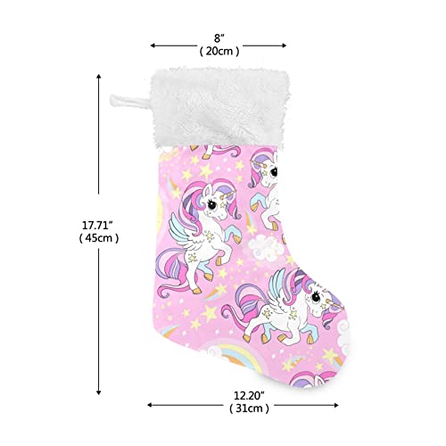 Kigai 1 Pcs Christmas Stocking Cute Unicorns Big Warm 18 X 12 Inch Hanging Xmas Stockings Decoration For Family Holiday Party Ornaments Decor Fireplace #TOP1