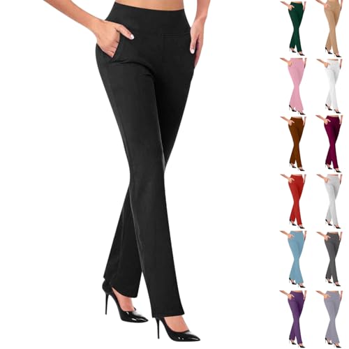 Womens Dress Pants Business Casual Work Pants High Waist Stretchy Trousers Bootcut Office Slacks with Pockets