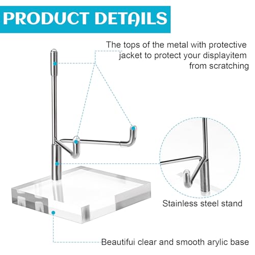 Tolare 6 Pcs Rock Display Stand with Acrylic Base, Adjustable Metal Arm Crystal Display Stand, Silver Small Holder for Gemstones, Fossils, Crystal, Minerals, Agate(2.4 X 2.4 X 4.1 Inches) by Tolare - Image 4