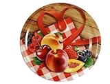 10 tapas para tarros de mermelada N34 de 82 mm. Son ideales para cualquier tipo de conservas, miel, mermelada, mermelada, chitney. Las tapas son a prueba de vinagre.