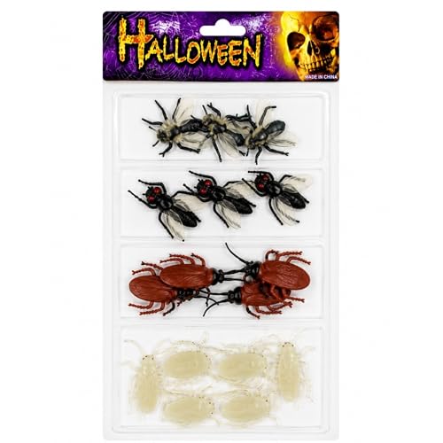 Image of jokeshop Plastic Fake Bugs & Insects - Novelty Life Like Creepy Crawly Bug Halloween Wildlife Seasonal Decoration Props (Pack 6)