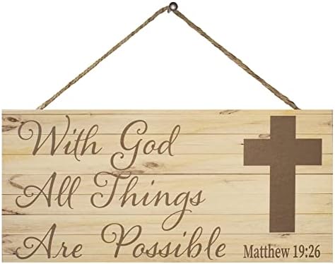 JennyGems With God All Things Are Possible Sign and Decor, Matthew 19:26, Spiritual Decor, Christian Decorations, Jesus and God, Bible Verses Wall Decor, Scripture Wall Art, USA
