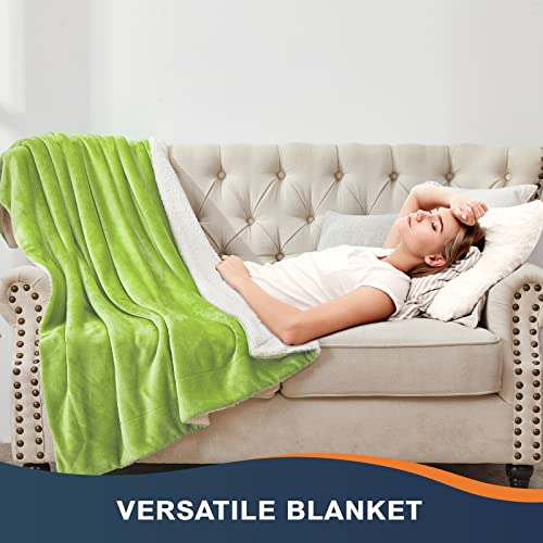 Walensee Sherpa Fleece Blanket (Throw Size 50”X60” Bright Green) Plush Throw Fuzzy Super Soft Reversible Microfiber Flannel Blankets For Couch, Bed, Sofa Ultra Luxurious Warm And Cozy For All Seasons #TOP4