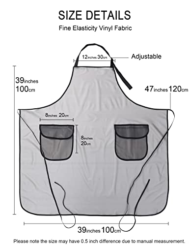 Apronner Waterproof Plus Size Aprons For Women Men With Pockets Adjustable Durable Rubber Vinyl For Bib Kitchen Cooking Dish Washing Grooming Black Transparent #TOP6