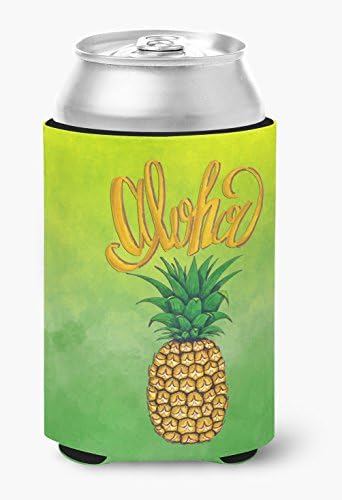 Caroline's Treasures BB7451CC Aloha Pineapple Welcome Can or Bottle Hugger Cooler Washable Drink Sleeve Collapsible Beverage Insulated Holder, Can Hugger, Multicolor image 2
