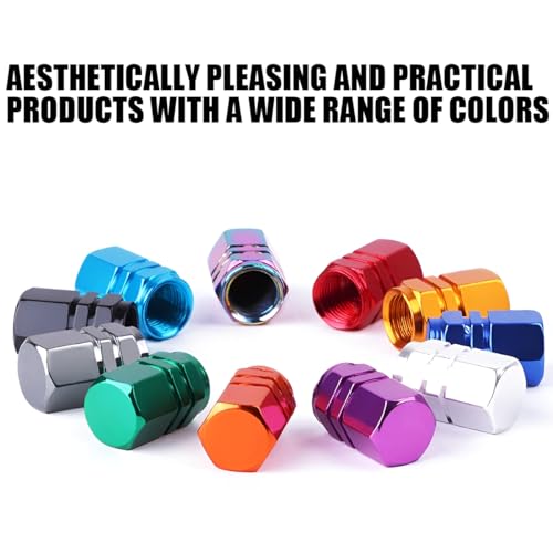 Image of Osilly Car Tire Stem Valve Caps, 4 Pcs Aluminum Alloy Valve Stem Covers, Corrosion Resistant Leak-Proof Tire Cap Cover Accessories, Hexgon Style Wheel Air Valve Caps for SUV Car Bike (Yellow)